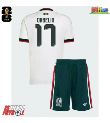 México Orbelin Pineda #17 Segunda Equipación Niños Mundial 2026 Manga Corta (+ Pantalones cortos)